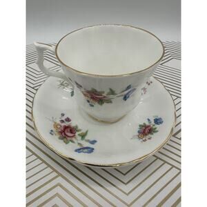 Royal Windsor Fine Bone China Cup & Saucer Set Red Roses & Spring Flowers